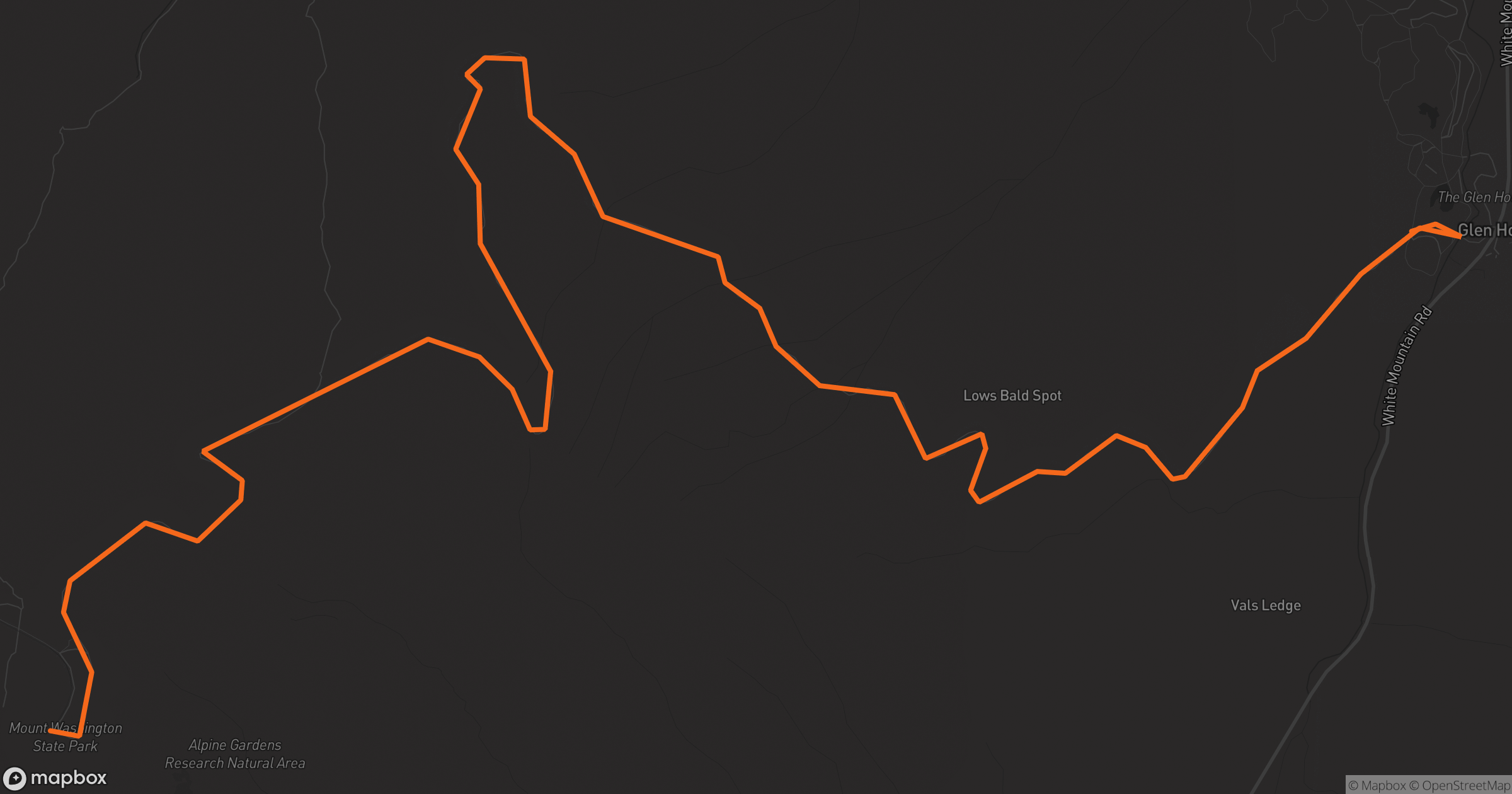 Map of Mount Washington Auto Road